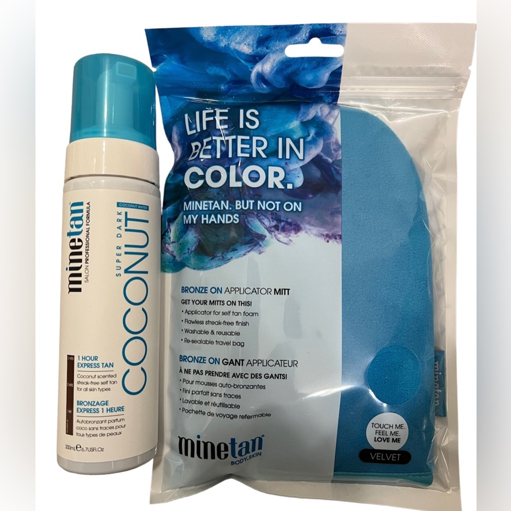 Minetan super dark coconut water 1 hour Express tan with applicator mitt